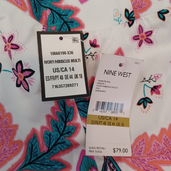 Nine West White and Pink Floral Halter Midi Dress Size 14 NWT - Picture 5 of 7